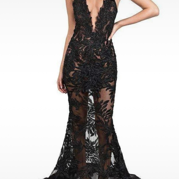 NADINE MERABI Stella Black Backless Lace Dress - Picture 7 of 15